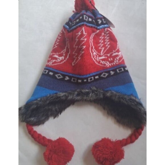 New Red Blue Winter Hat Steal Your Face Station Grateful Dead Adult Laplander Sk - Picture 2 of 3